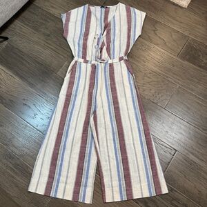 &merci Red and‎ Blue Striped Jumpsuit with Wide-Leg Silhouette SZ S